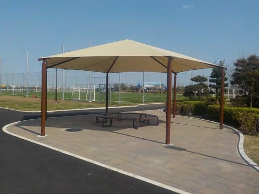 東京都大田区森ヶ崎公園　六角形GTシェード